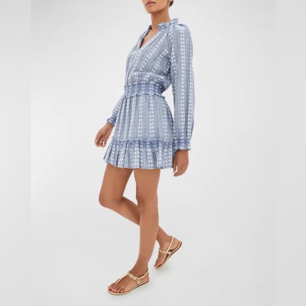 Veronica Beard Espie Cotton Smocked Mini Dress